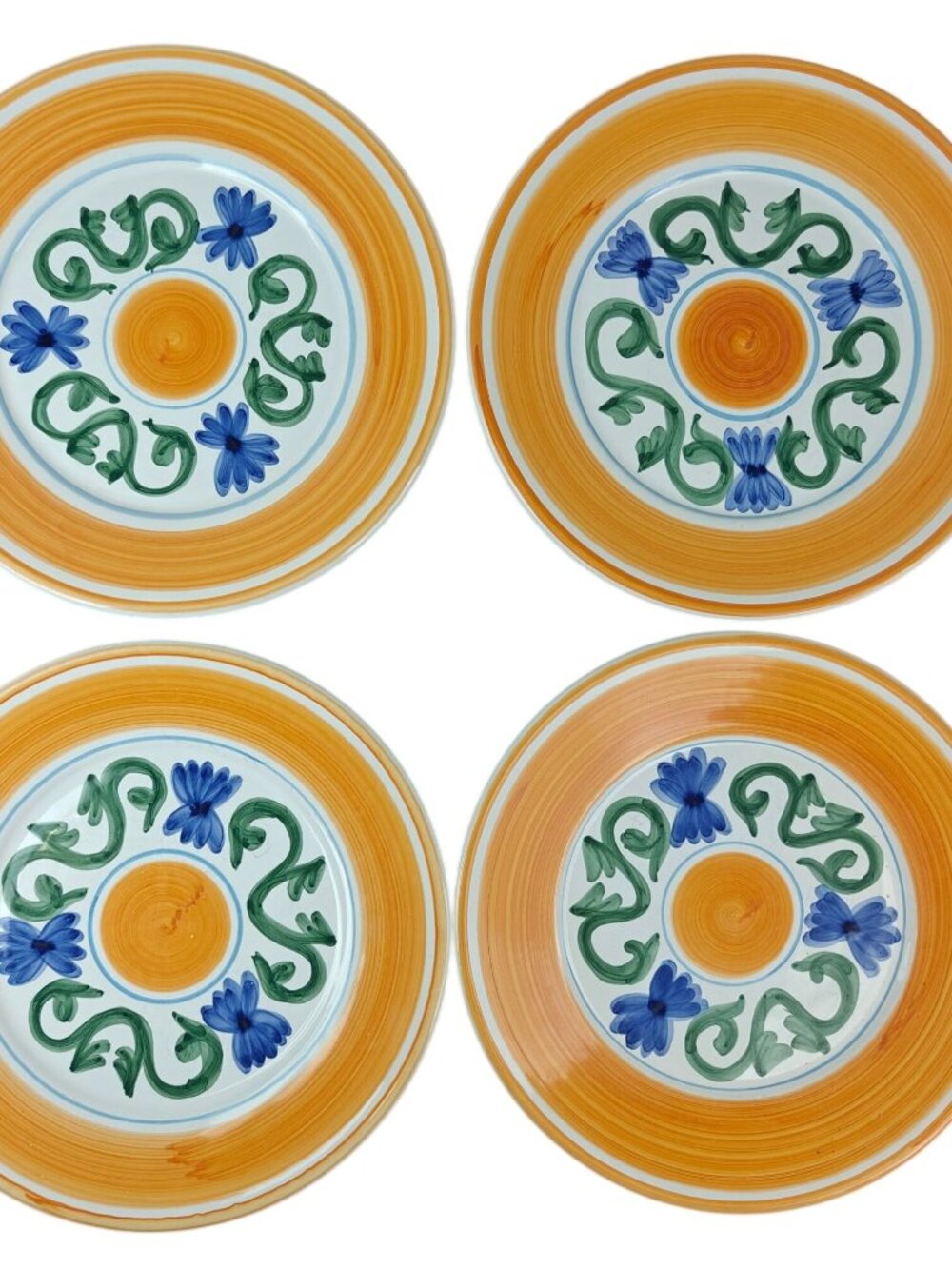 Williams-Sonoma Sunshine Salad Plates 9" Ceramic Floral & Vine Pattern EUC